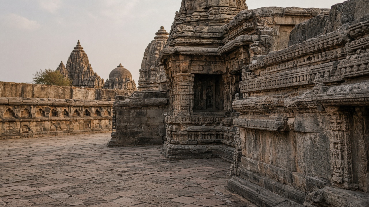 मंदिर के पत्थर और आंगन